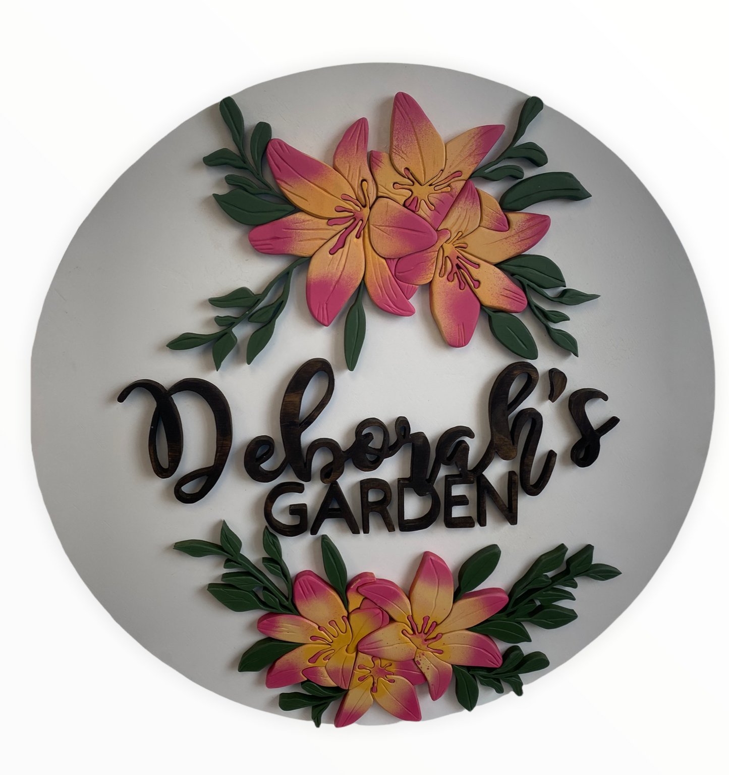 Lily Garden round nursery name sign