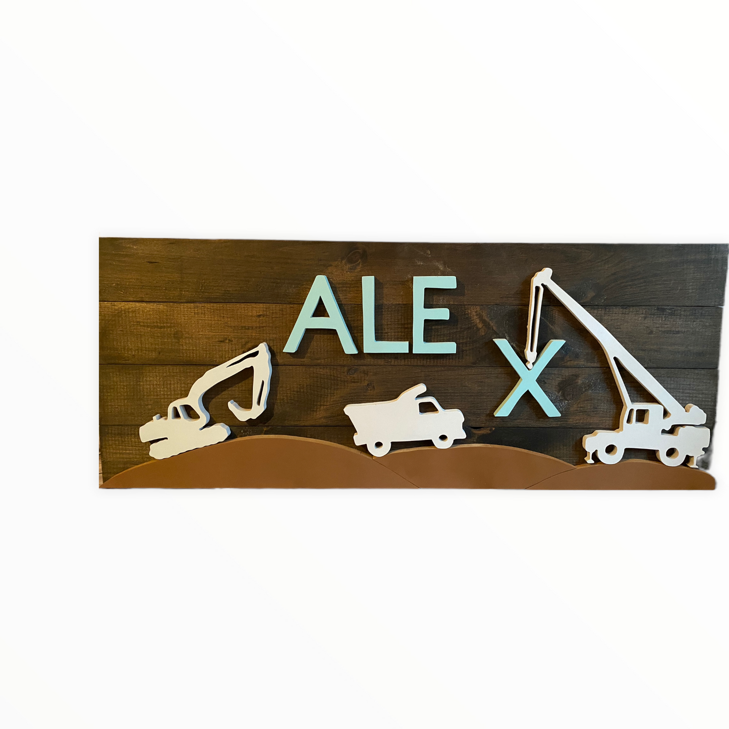 Rectangle Nursery Name Sign with Vehicles and Tractors