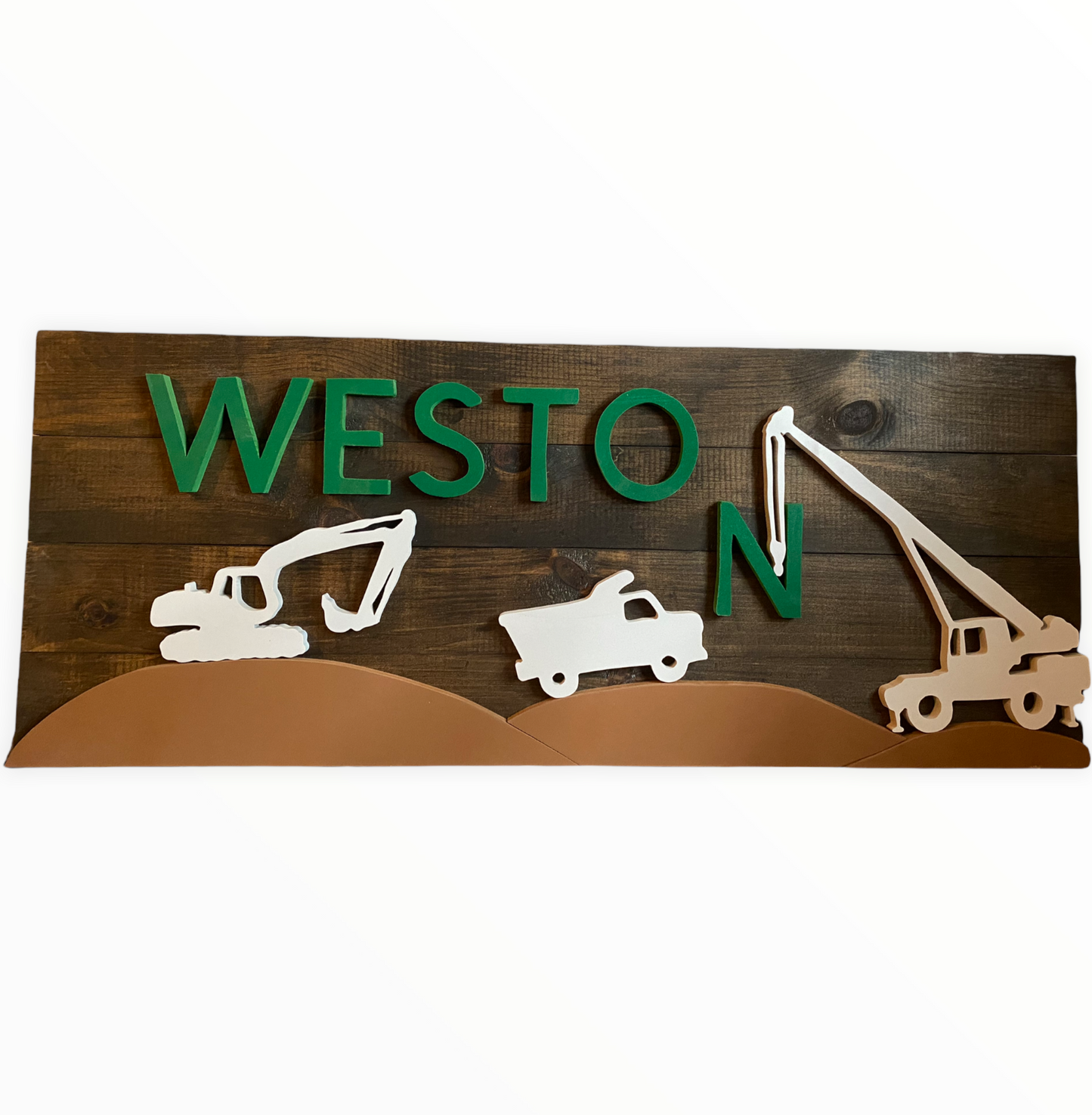 Rectangle Nursery Name Sign with Vehicles and Tractors