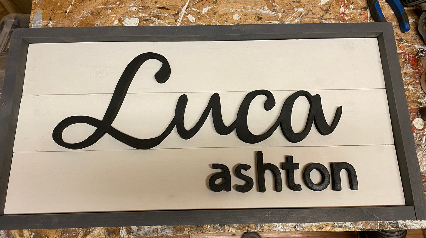 Framed Rectangle Nursery Name Sign