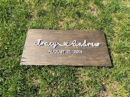 Wedding Wooden Guestbook Couples names and Established date Sign